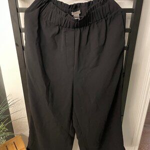 H&M Black Elastic Waist Wide-Leg Pants – Size 8